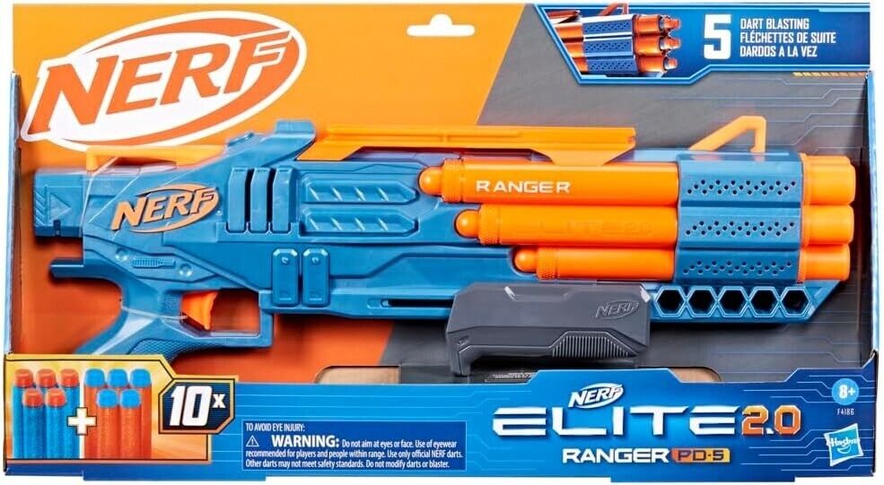 NERF Elite 2.0 Ranger PD-5 Blaster Ages 8+ New Toy Gun Play Fire 5 Darts Gift