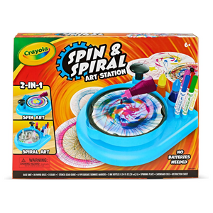 Crayola Spin & Spiral Art Station 2-in-1 Creative Drawing and Spin Art Set Ages