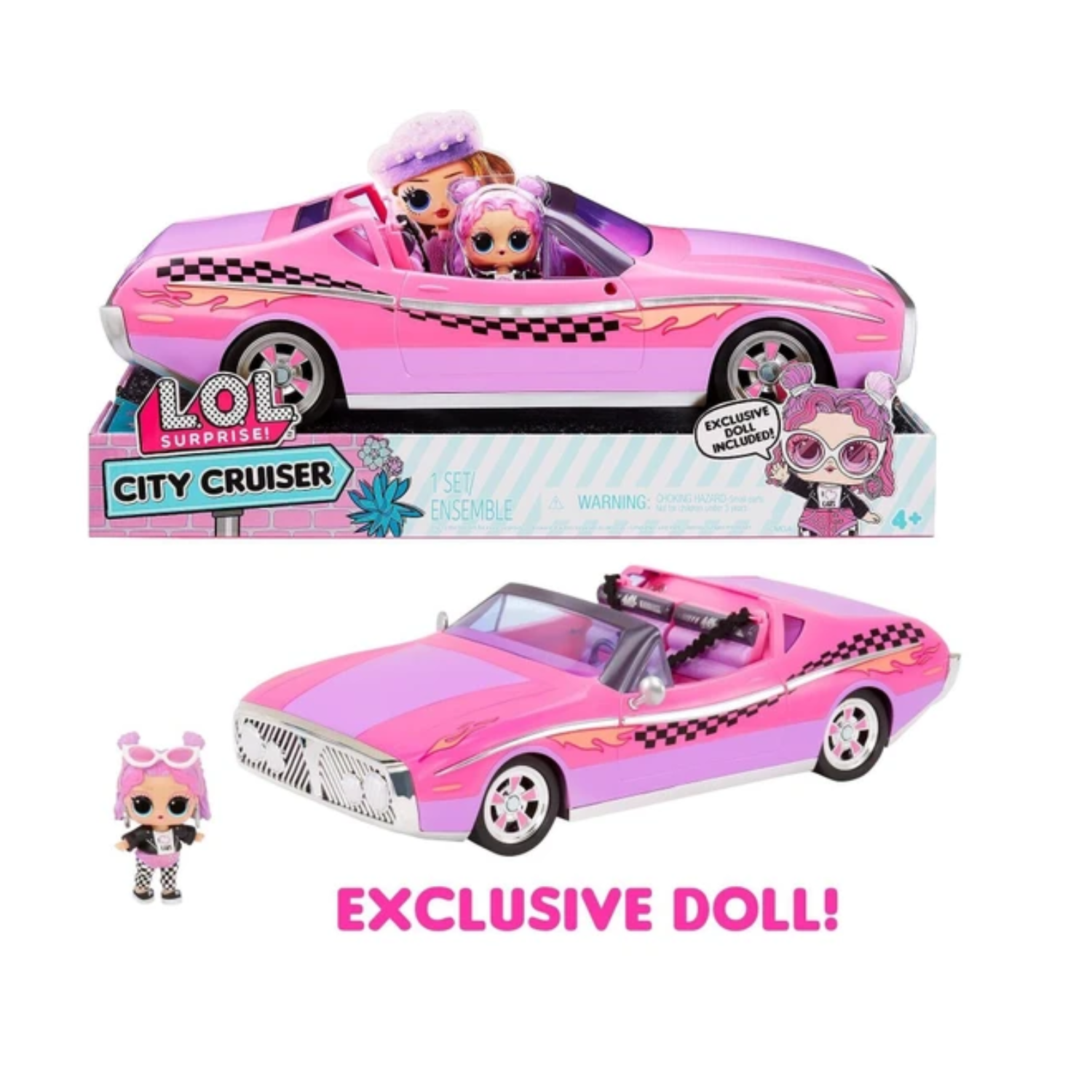L.O.L. Surprise City Cruiser Pink and Purple Sports Car with Exclusive Doll LOL