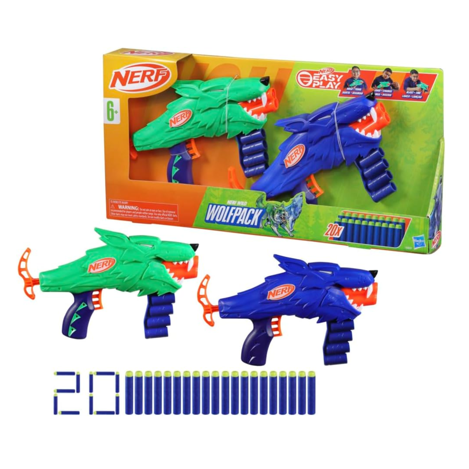 NERF Wild Wolfpack Dual Dart Blaster Set Kids – Easy Load, Lightweight, Ages 6+