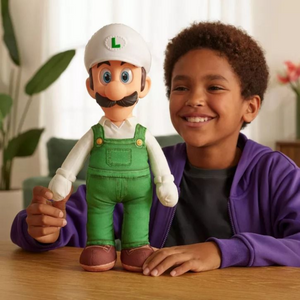 Super Mario Movie 2 Jumbo Roto Plush 15 Inch Fire Luigi Posable New Toy