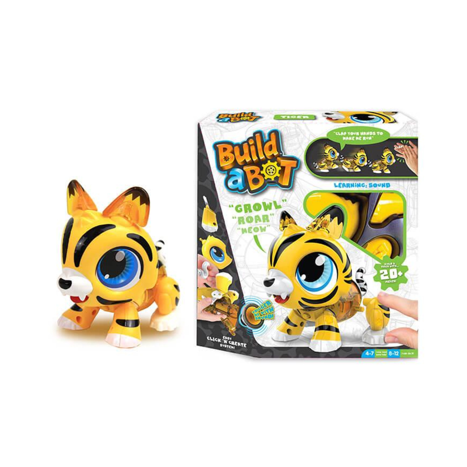 Build A Bot Tiger Interactive Robotic Pet STEM Learning Toy Clap Activate Sounds