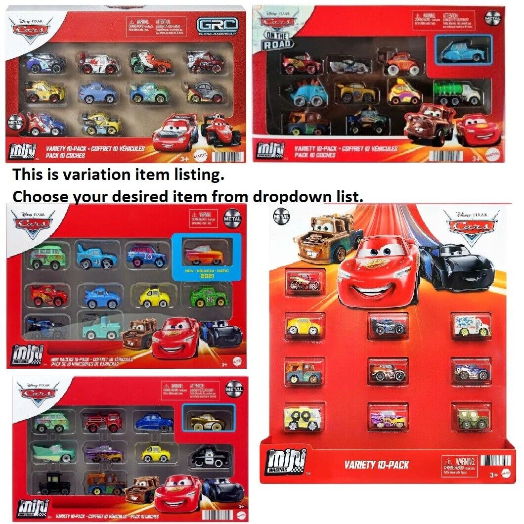 Disney Pixar Cars Die Cast Mini Racers 10 Pack Lightning Mcqueen Tow Mater Play