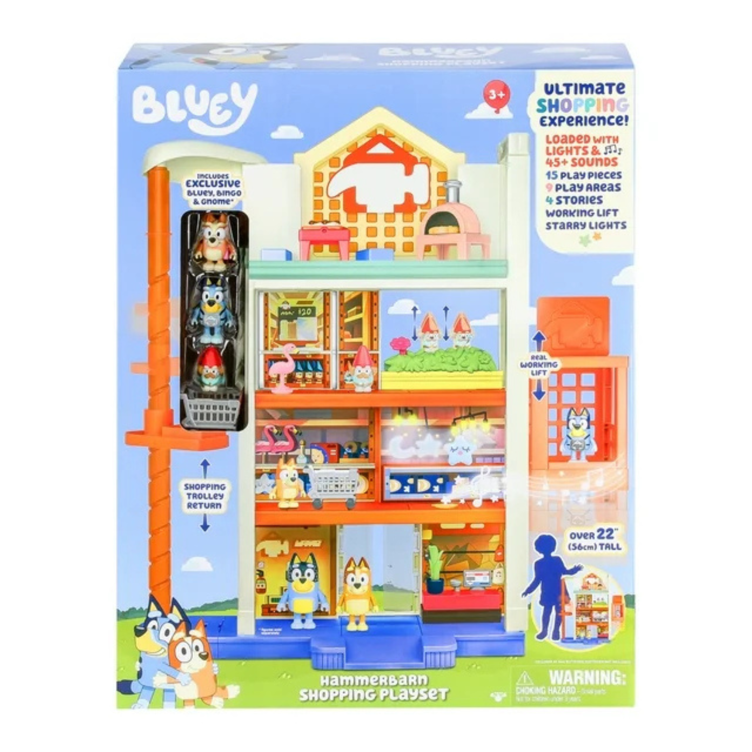 Bluey Hammerbarn Shopping Playset 22" Tall with Figures, Lights & Sounds