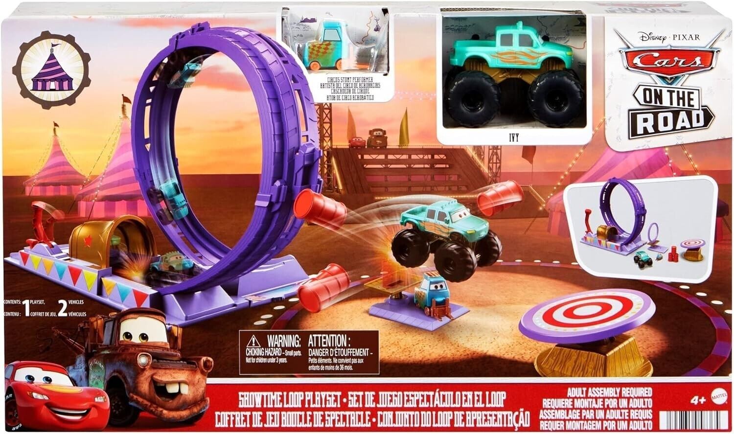 Disney Pixar Cars On The Road Showtime Loop Race Track with Ivy Monster Truck
