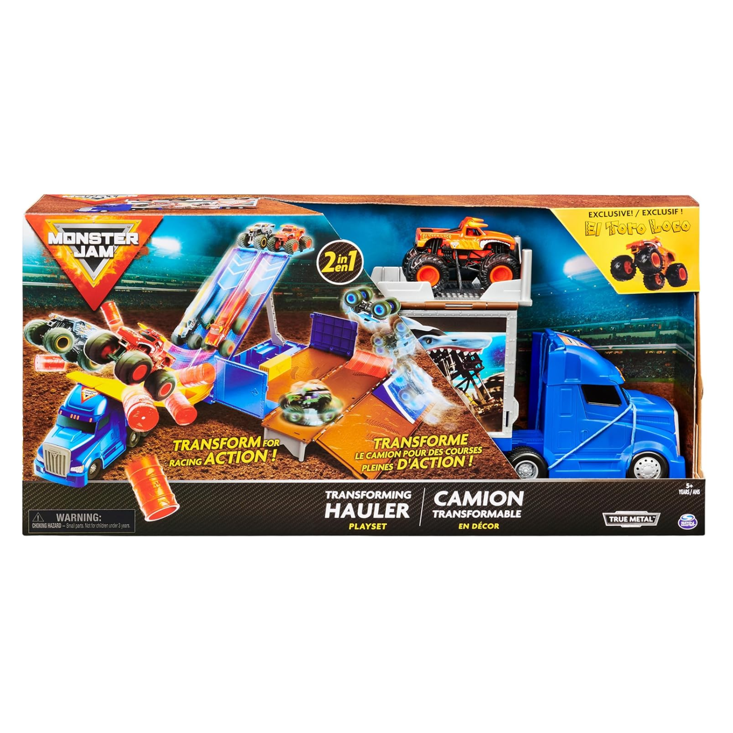 Monster Jam Transforming Hauler Playset 1:64 Scale Truck Kids Toy Vehicle Set