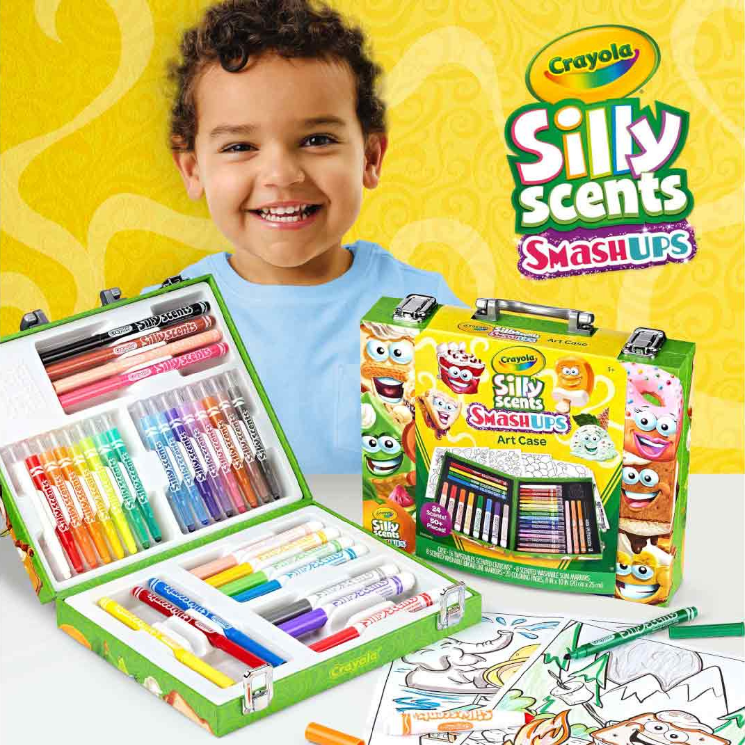 Crayola Silly Scents Mini Art Case Kit Scented Markers Crayons for Kids Ages 4+