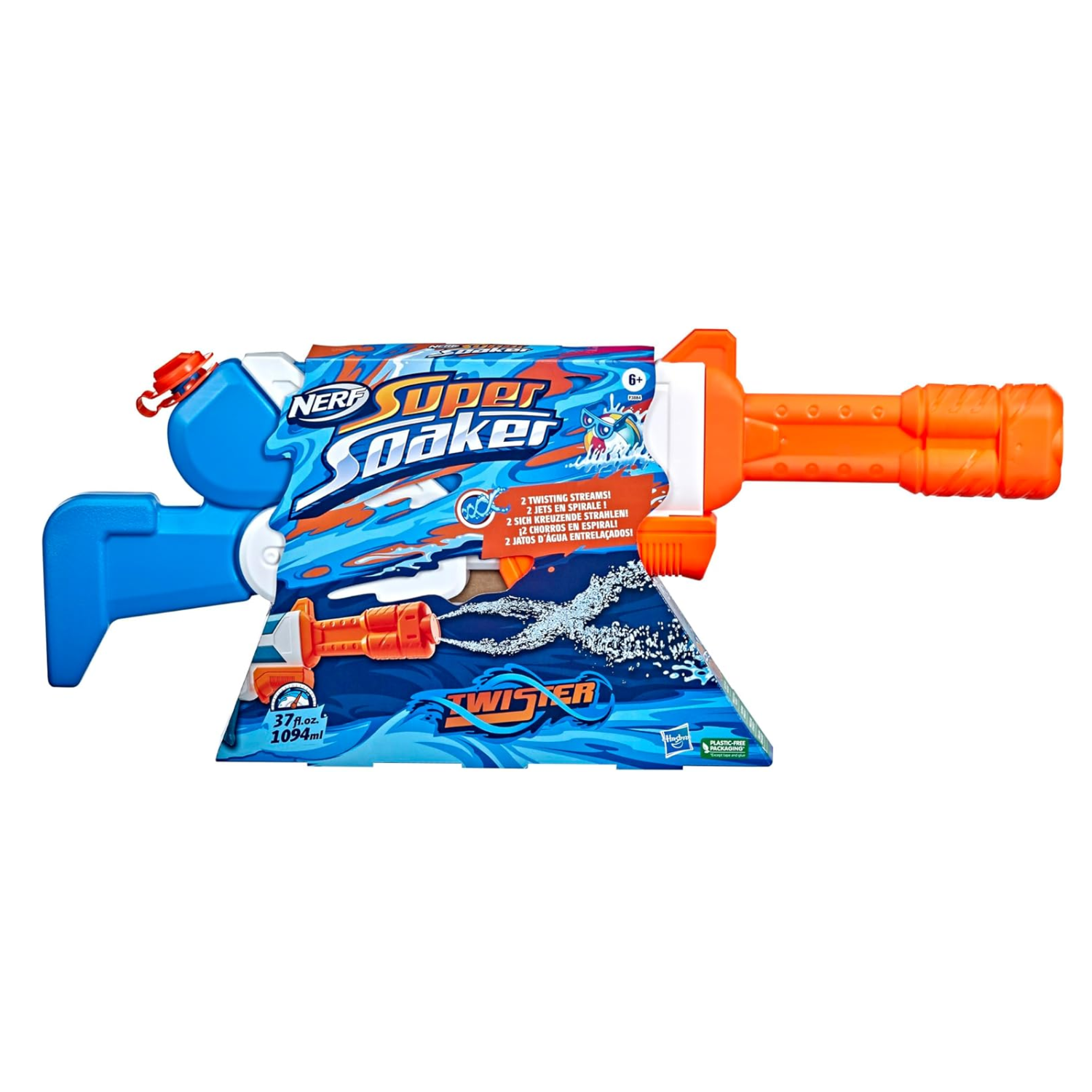 NERF Super Soaker Twister Water Blaster Dual Rotating Streams,Pump Action Fun 6+