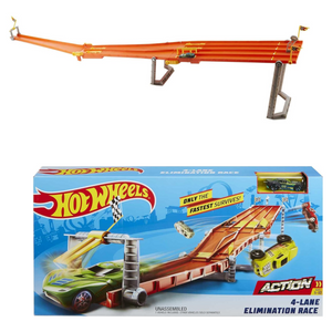 Hot Wheels 4 Lane Elimination Race Track Set with Car Vehicle Playset Ages 4+