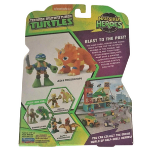 TMNT Half Shell Heroes Leonardo & Triceratops Dino Toy Ages 3+ Ninja Turtles