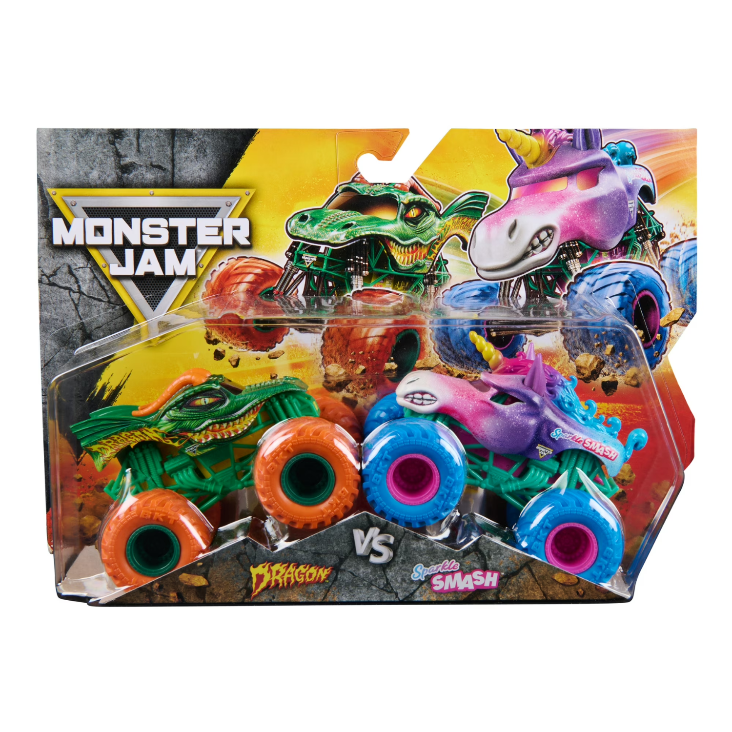 Monster Jam Dragon Vs Sparkle Smash 1 64 Scale Trucks Toy Race Super Ages 3 +