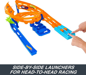 Hot Wheels Dual Race Track Set Whip Around Raceway with Jump & Crash Zone Play