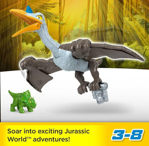 Fisher-Price Imaginext Jurassic World Flying Quetzal Triceratops Dinosaur Wing