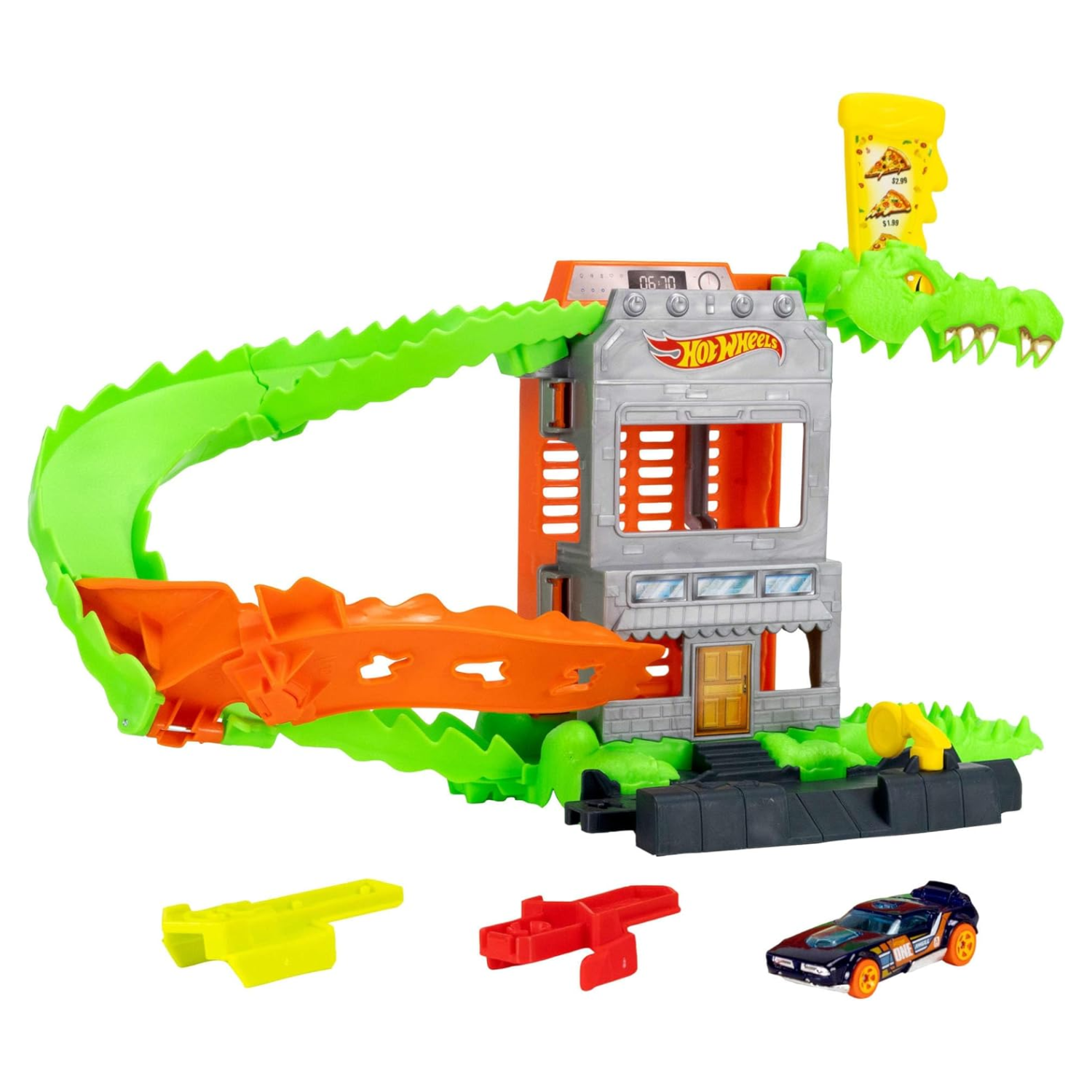 Hot Wheels Toy Car Track Set Croc Pizza Attack Playset New Toy