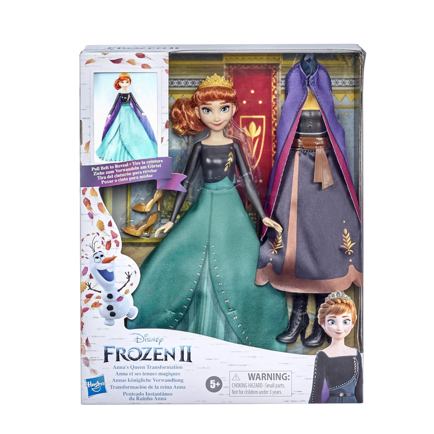 Frozen 2 Anna Queen Transformation Fashion Doll 2 Outfits 2 Hair Styles Ages 3 +