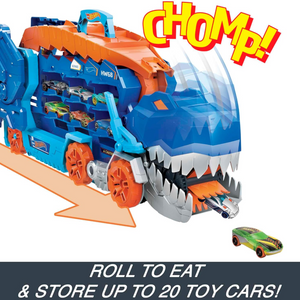 Hot Wheels City Ultimate T-Rex Transporter Car Track Set Hauler Stomping Dino 4+