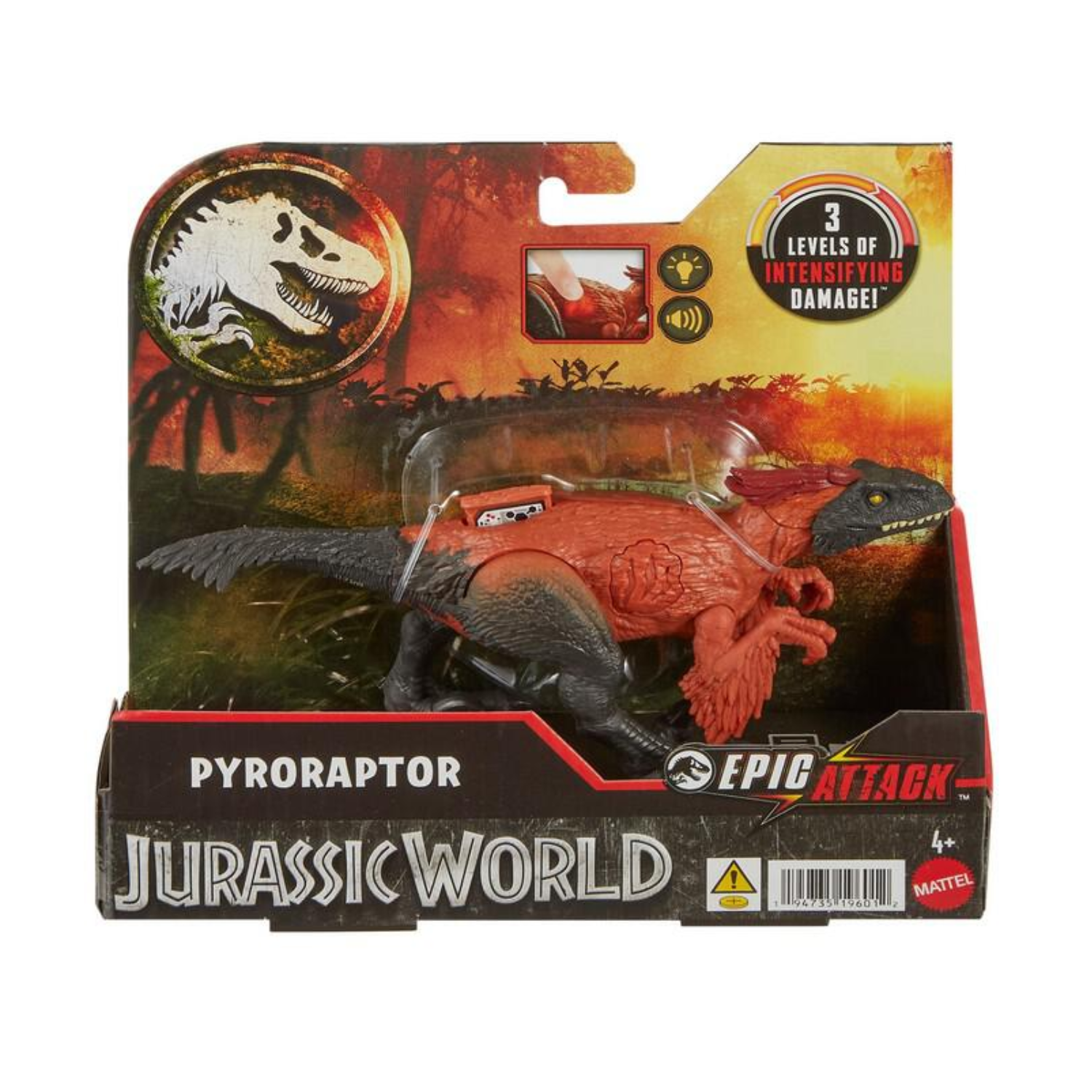 Jurassic World Epic Attack Pyroraptor Dinosaur Toy Lights Sounds Interactive 4+
