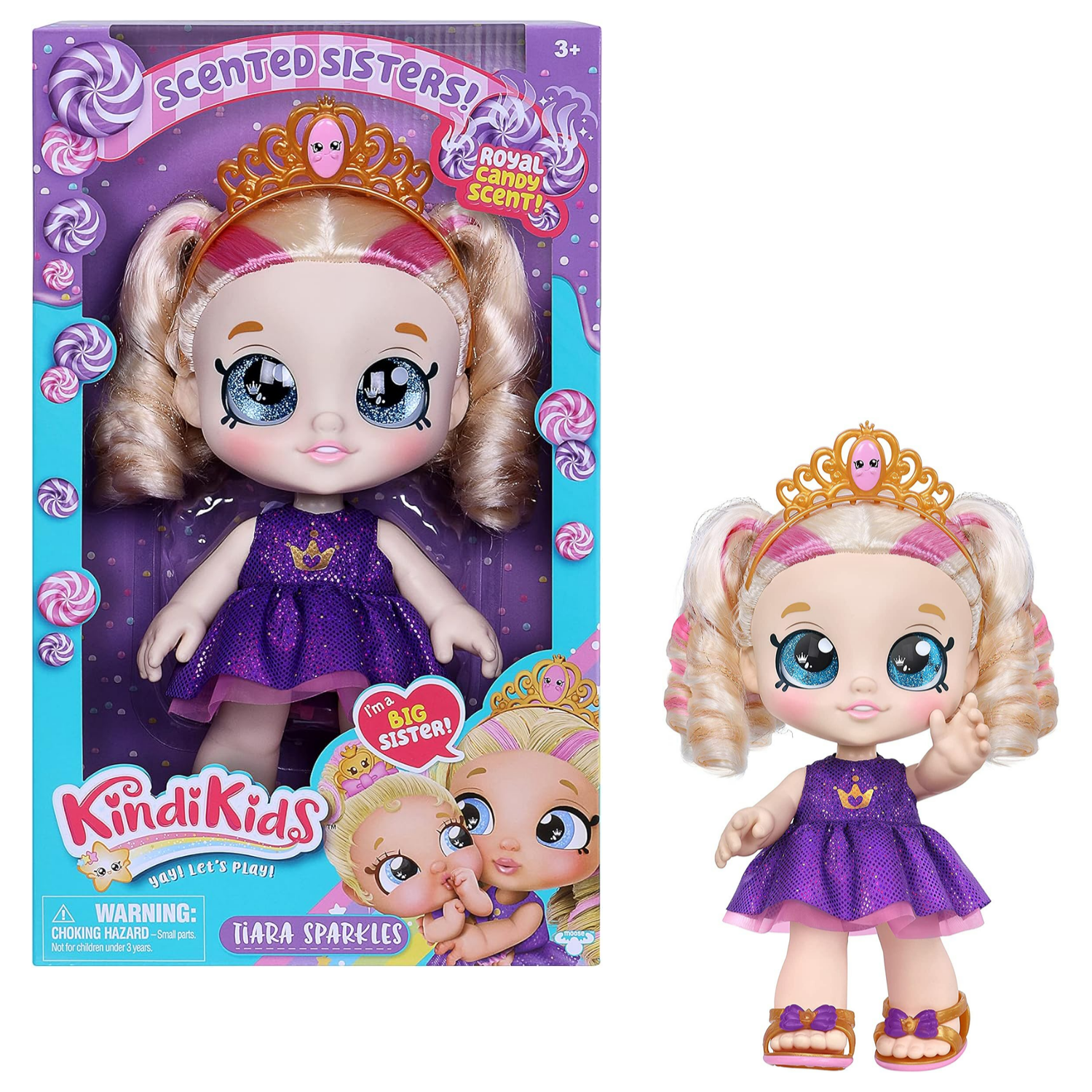 Kindi Kids Tiara Sparkles 10" Scented Doll with Wobble Head Removable Shoes