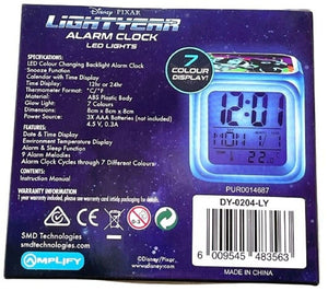 Disney Pixar Glo Alarm Clock Lightyear in 7 Multi Colors Buzz Toy Story Gift