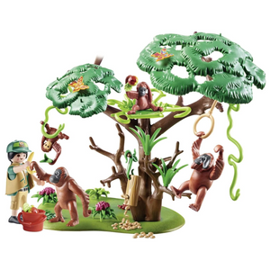 Playmobil Orangutans with Tree Zoo Play Set Swinging Animals Figures Fun Actions