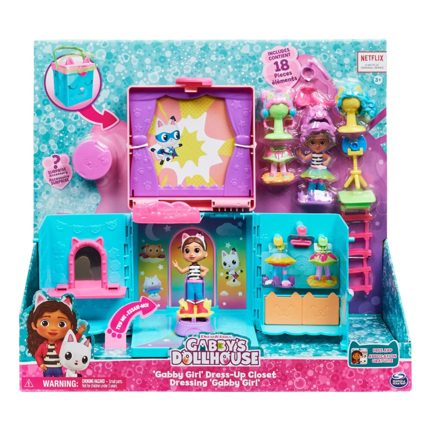 Gabby Dollhouse Dress Up Closet Playset with Figure Accessories Toy Age 3 Plus