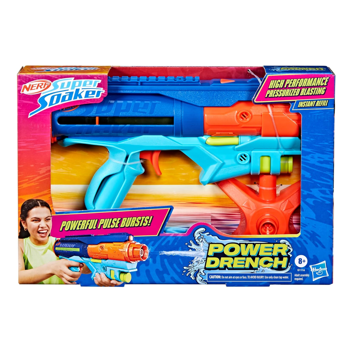 Nerf Super Soaker Power Drench Water Blaster Easy Fill Outdoor Toy Ages 8+