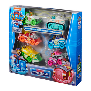 PAW Patrol True Metal Neon Rescue Vehicle 6 Pack Die Cast Toy Cars 1.55 Scale 3+