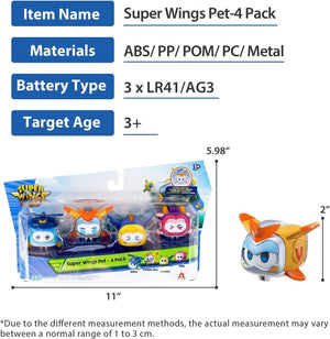 Super Wings Super Pets 4-Pack Super Pets Jerome Golden Boy Shine Ellie Plane