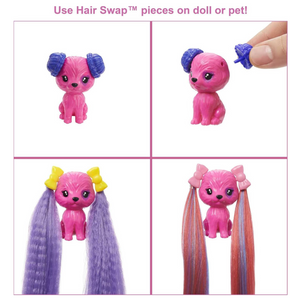 Barbie Color Reveal Glitter Hair Swaps Doll Playset with 25 Surprises for Kids