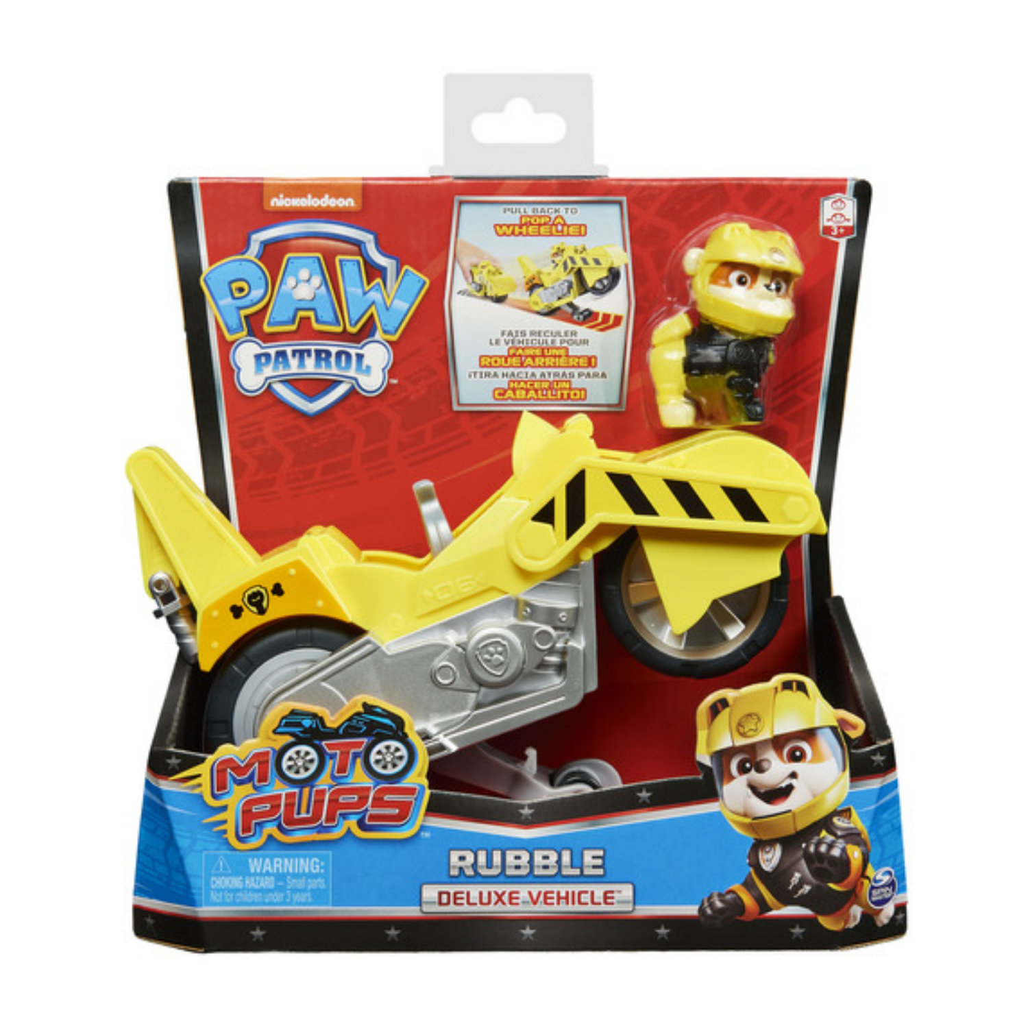 Paw Patrol Moto Pups Rubble Deluxe Bike Vehicle Pull Back Stunt Action Play