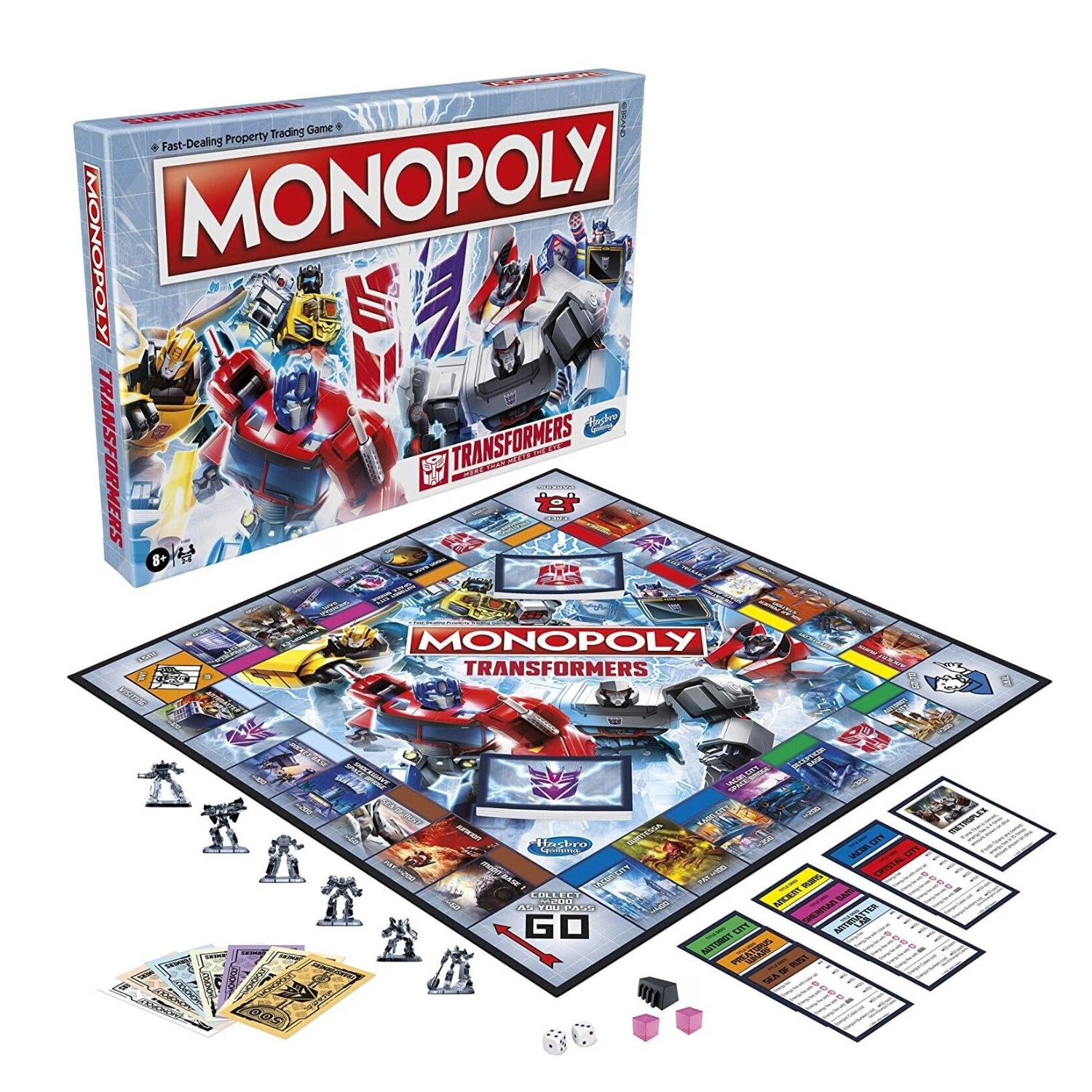 Monopoly Transformers Edition Board Game 2-6 Players Optimus Prime Bumblebee
