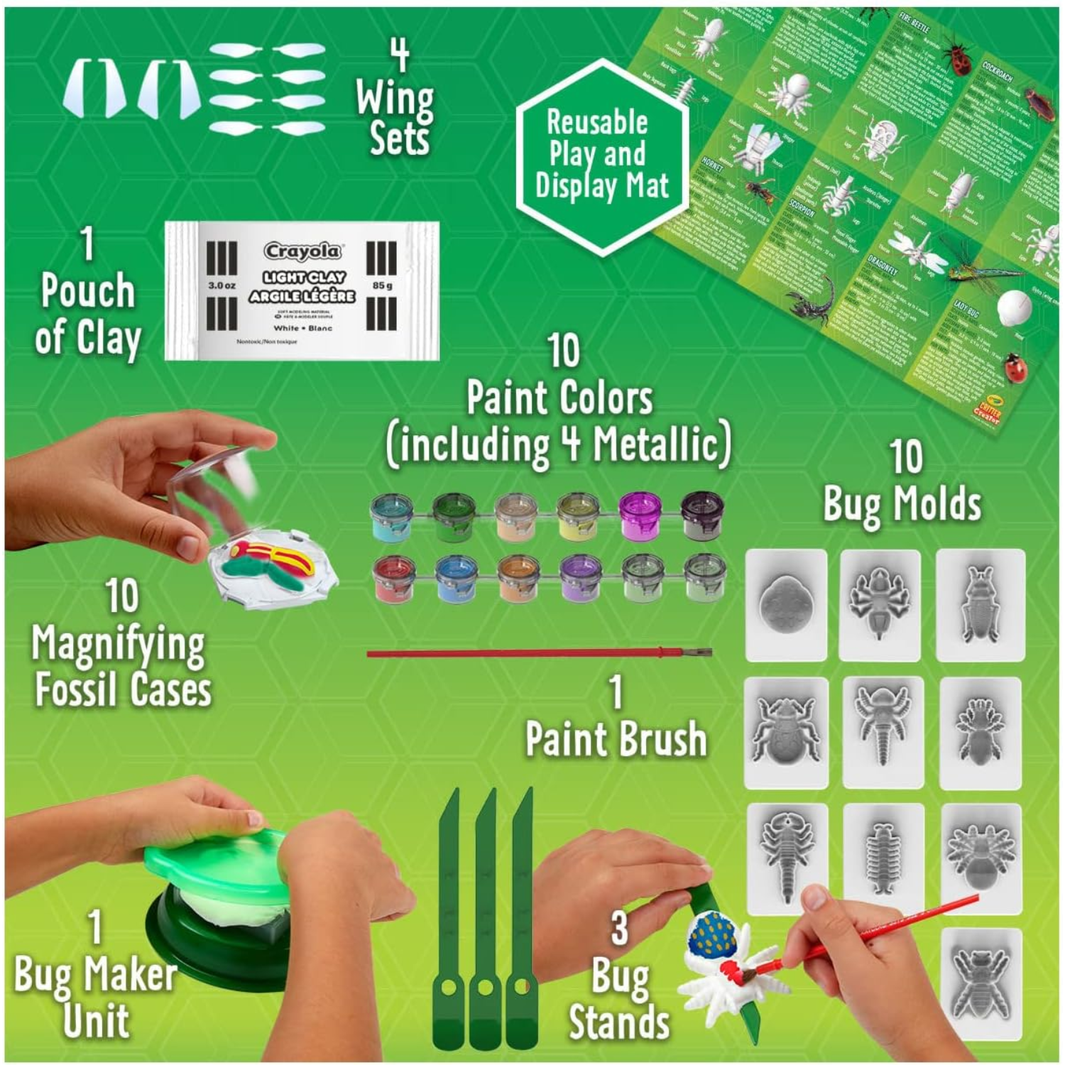 Crayola Critter Creator Fossil Lab Bug Fossil Making Clay Craft Kit for Kids 7+