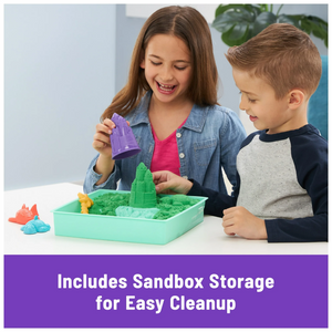 Kinetic Sand Sandbox Set Green Play Tray 1lb Moldable Sand Tools Creative Toy