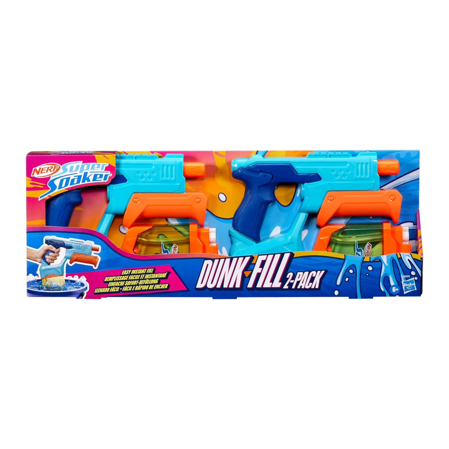 Nerf Super Soaker Dunk Fill 2 Pack Water Blasters Instant Fill Tanks Ages 6+