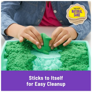 Kinetic Sand Sandbox Set Green Play Tray 1lb Moldable Sand Tools Creative Toy