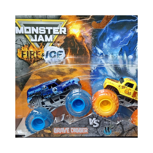 Monster Jam Fire And Ice Grave Digger And Whiplash 1 64 Trucks Ages 3 +