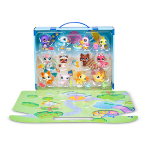 Littlest Pet Shop Traveling Adventure Playset 12 Pets 12 Accessories Cards 4+