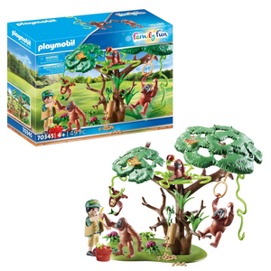 Playmobil Orangutans with Tree Zoo Play Set Swinging Animals Figures Fun Actions