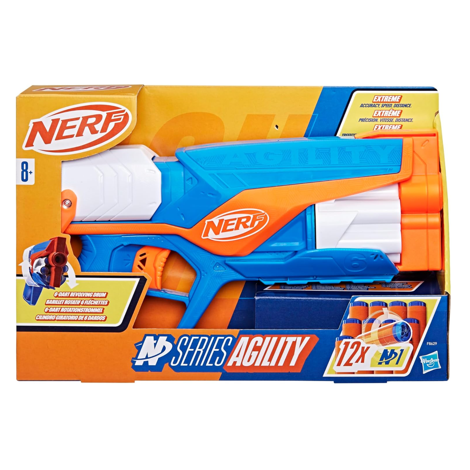 Nerf Agility Blaster N Series 6 Dart Drum with 12 Foam Darts Kids Toy Ages 8+