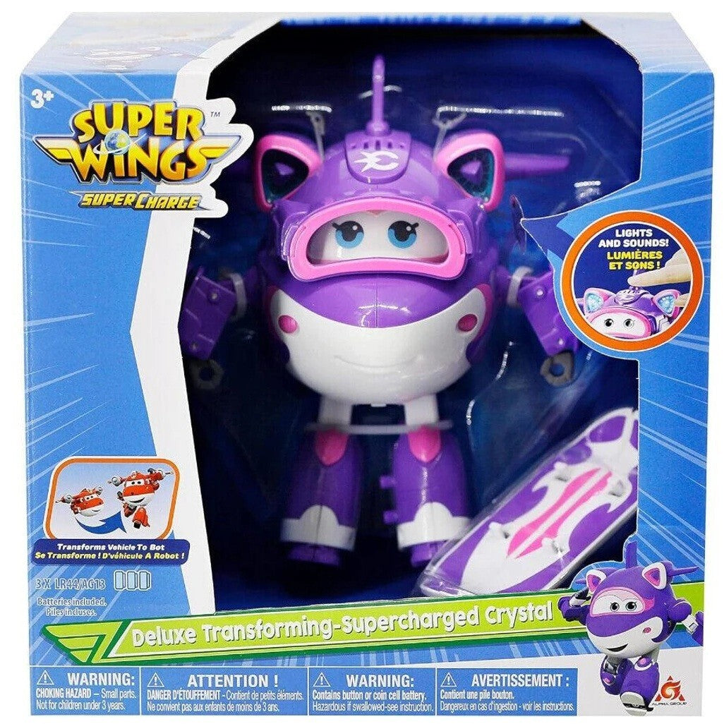 Super Wings Crystal 6 Inch Deluxe Transforming Super Charged Jett Airplane Toy
