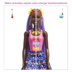 Barbie Color Reveal Glitter Hair Swaps Doll Playset with 25 Surprises for Kids