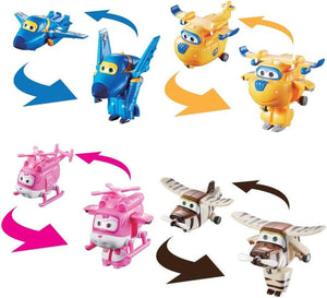 Super Wings Transform-a-Bots 4 Pack 2 Inch Figures Donnie Dizzy Plane Robot