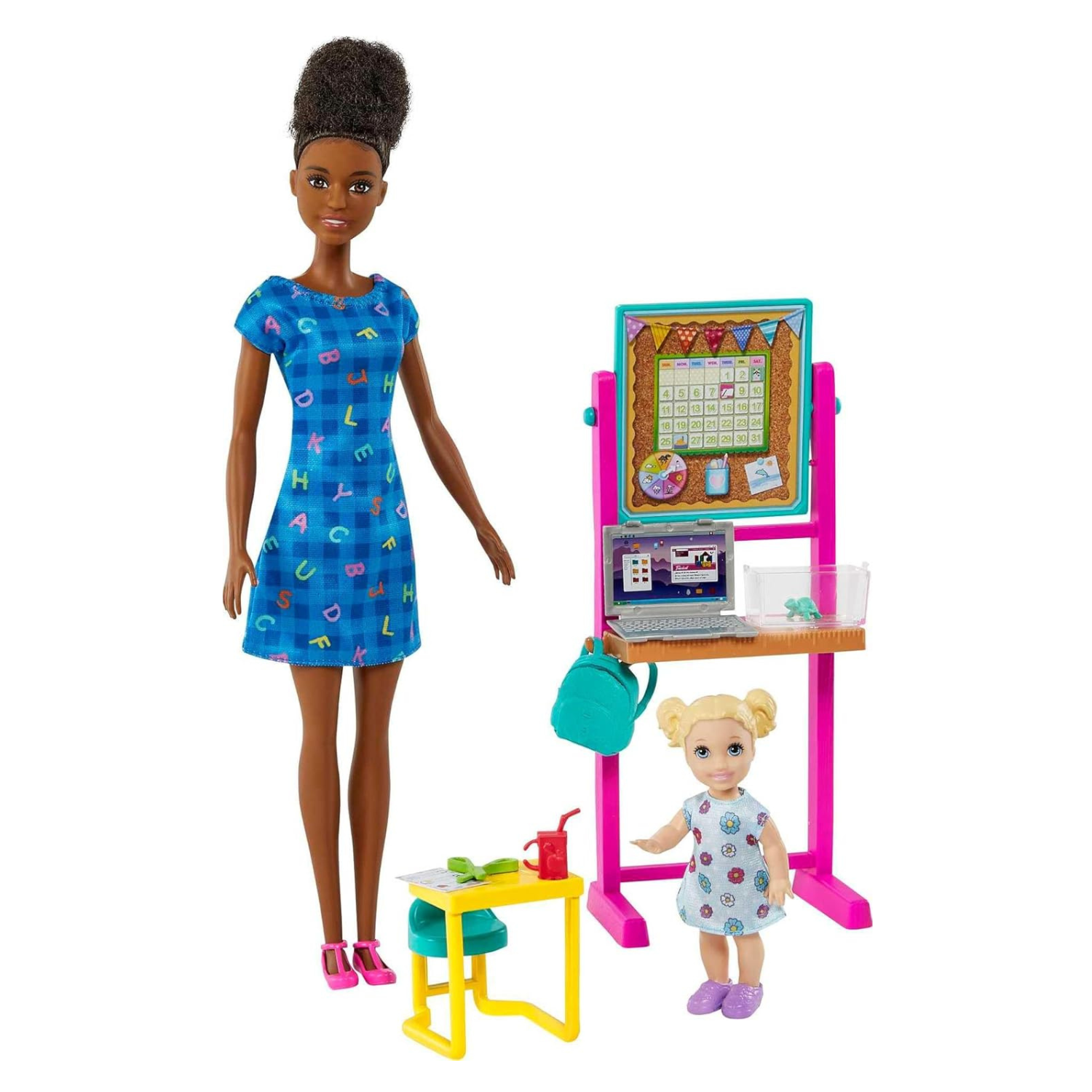 Barbie Careers Teacher Playset with 2 Dolls, Desk, Laptop, Turtle & More