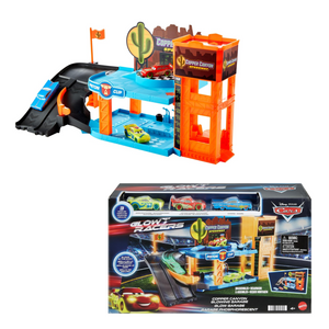 Pixar Cars Copper Canyon Glow Garage Playset 3 Luminous Racing Cars Ramp 4+