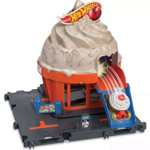 Hot Wheels City Downtown Track Set City Ice Cream Shop Car Wash Burger Play