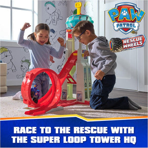Paw Patrol Rescue Wheels Super Loop Tower HQ Vehicle Launch Race Track Play Gift