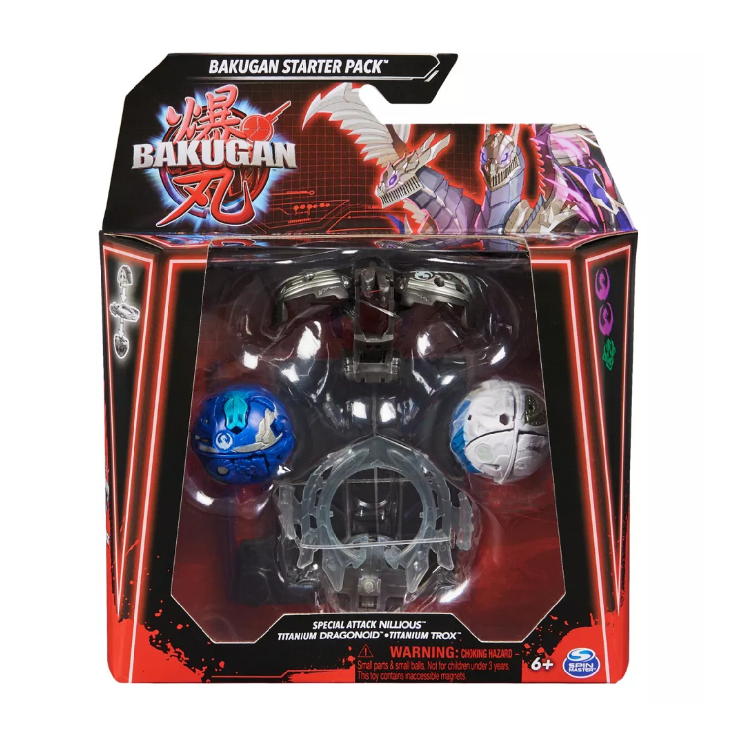 Bakugan Special Attack Nillious Dragonoid Trox 3 Pack Spinning Battle Figur Play