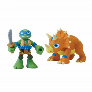 TMNT Half Shell Heroes Leonardo & Triceratops Dino Toy Ages 3+ Ninja Turtles