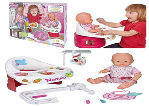 Nenuco Highchair Eat Baby Doll Ages 3+ Toy Girls High Chair Bath Food Highchair