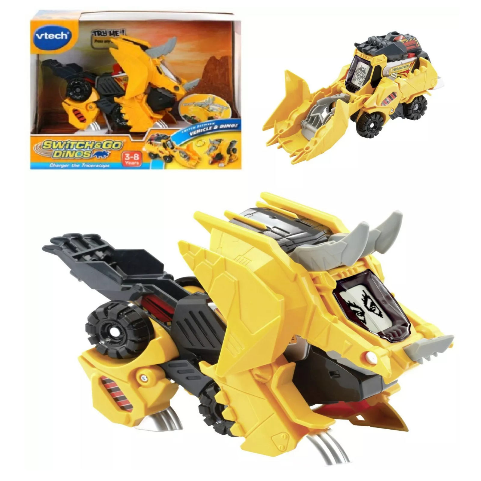 Vtech Switch & Go Dinos-Charger The Triceratops-Ages 3+ Toy dino Car transformer